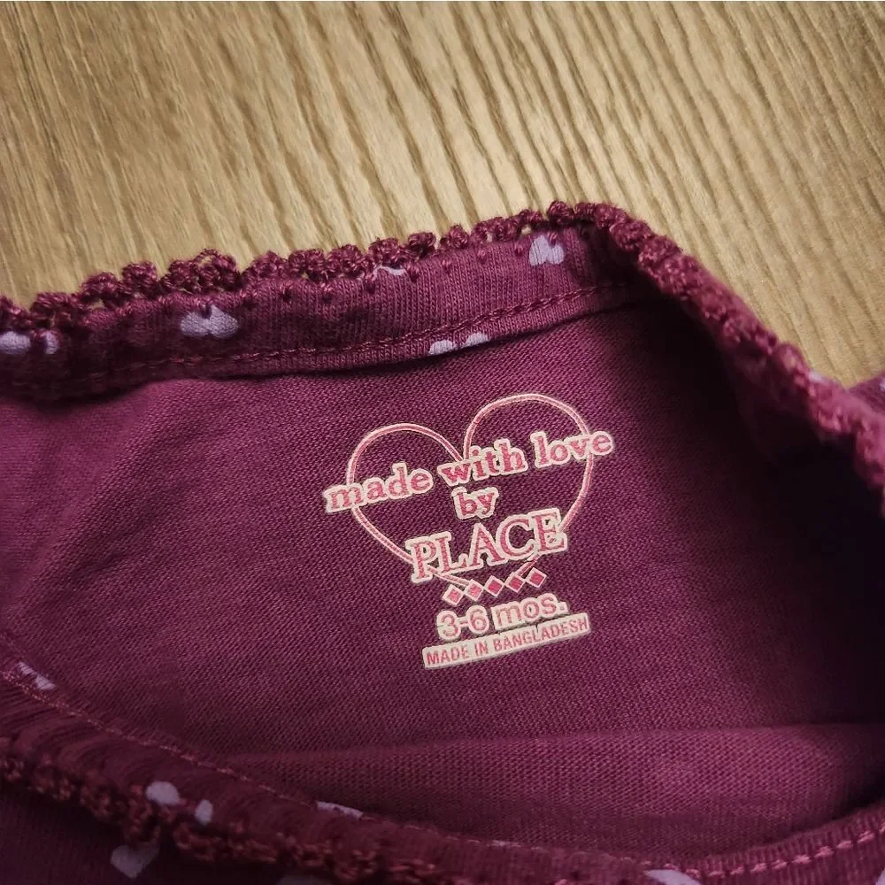 Made with love by place Heart Print 3-6 month onesie‎
